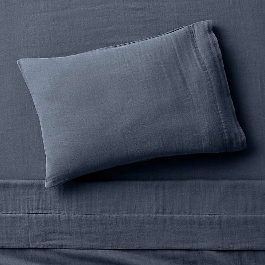 Supersoft Coy Blue Organic Cotton Gauze Toddler Sheet Set