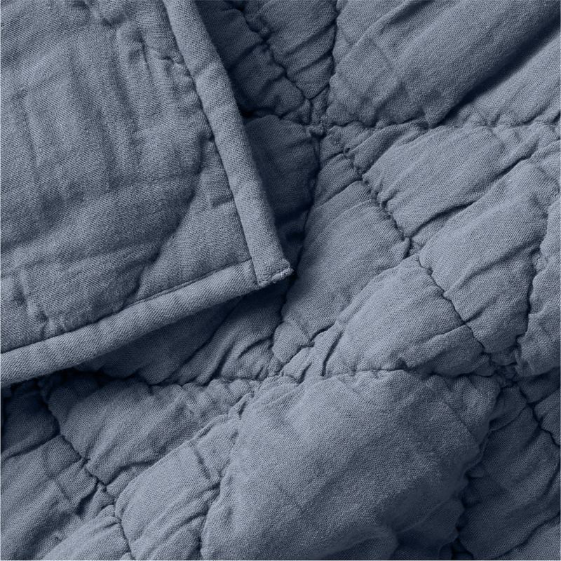 Supersoft Snuggle Puff Mist Blue Organic Cotton Gauze Baby Crib Quilt - image 4 of 6