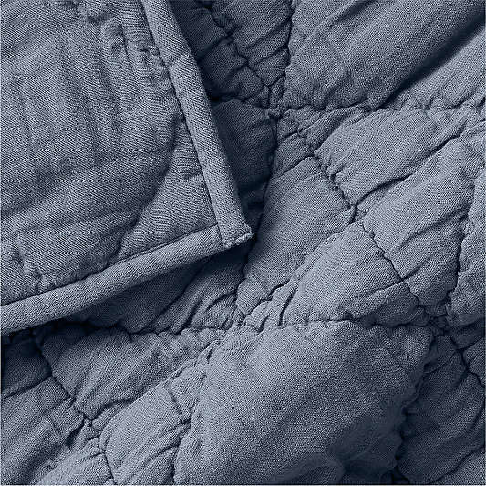 Supersoft Snuggle Puff Mist Blue Organic Cotton Gauze Baby Crib Quilt