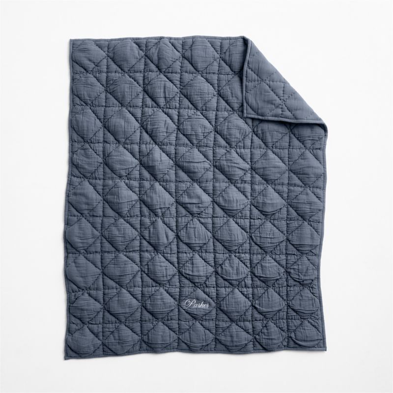 Supersoft Snuggle Puff Mist Blue Organic Cotton Gauze Baby Crib Quilt - image 2 of 6
