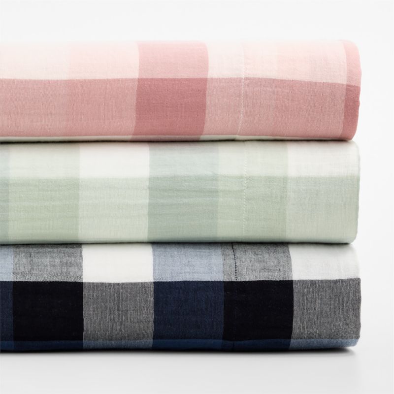 Supersoft Gingham Coy Blue 100% Organic Cotton Gauze Kids Full Sheet Set - image 2 of 7