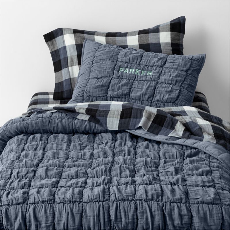 Supersoft Snuggle Puff Coy Blue Organic Cotton Gauze Kids Pillow Sham - image 3 of 7