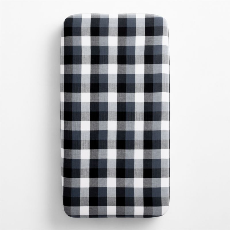 Supersoft Gingham Coy Blue Organic Cotton Gauze Baby Crib Fitted Sheet - image 2 of 6