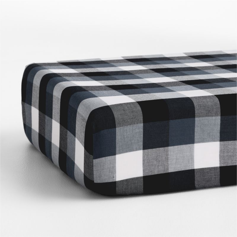 Supersoft Gingham Coy Blue Organic Cotton Gauze Baby Crib Fitted Sheet - image 3 of 6
