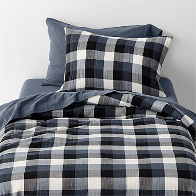 Supersoft Gingham Coy Blue 100% Organic Cotton Gauze Kids Duvet