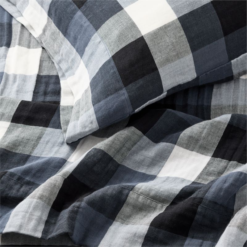 Supersoft Gingham Coy Blue 100% Organic Cotton Gauze Kids Full Sheet Set - image 3 of 7