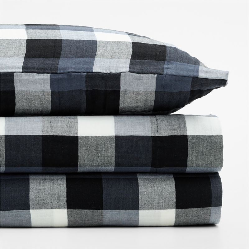 Supersoft Gingham Coy Blue 100% Organic Cotton Gauze Kids Twin Sheet Set - image 1 of 8