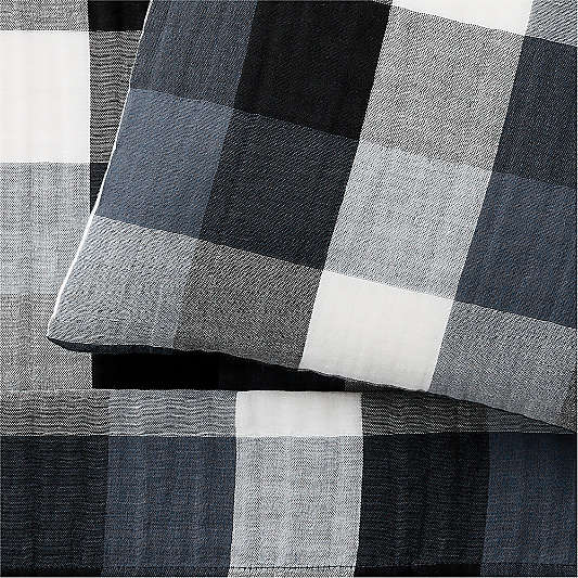 Supersoft Gingham Coy Blue Organic Cotton Gauze Toddler Sheet Set