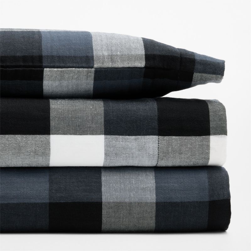 Supersoft Gingham Coy Blue Organic Cotton Gauze Toddler Sheet Set - image 1 of 4