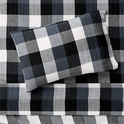 Supersoft Gingham Coy Blue Organic Cotton Gauze Toddler Sheet Set