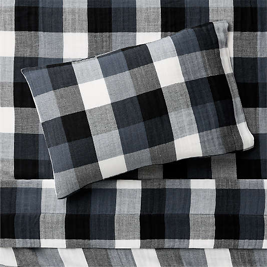 Supersoft Gingham Coy Blue Organic Cotton Gauze Toddler Sheet Set
