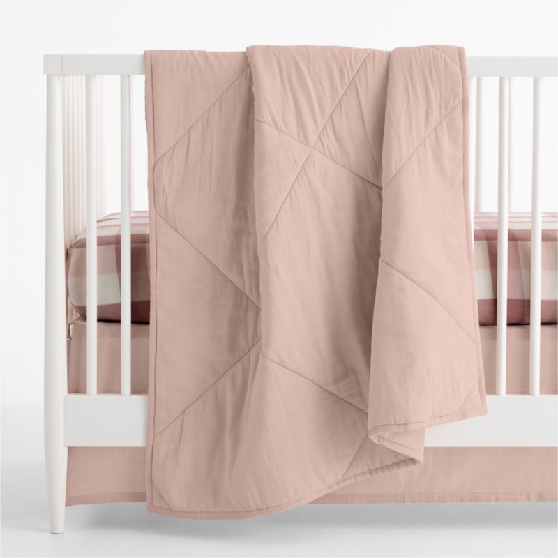 Supersoft Gingham Lilac Rose Organic Cotton Gauze Baby Crib Fitted Sheet - image 4 of 7