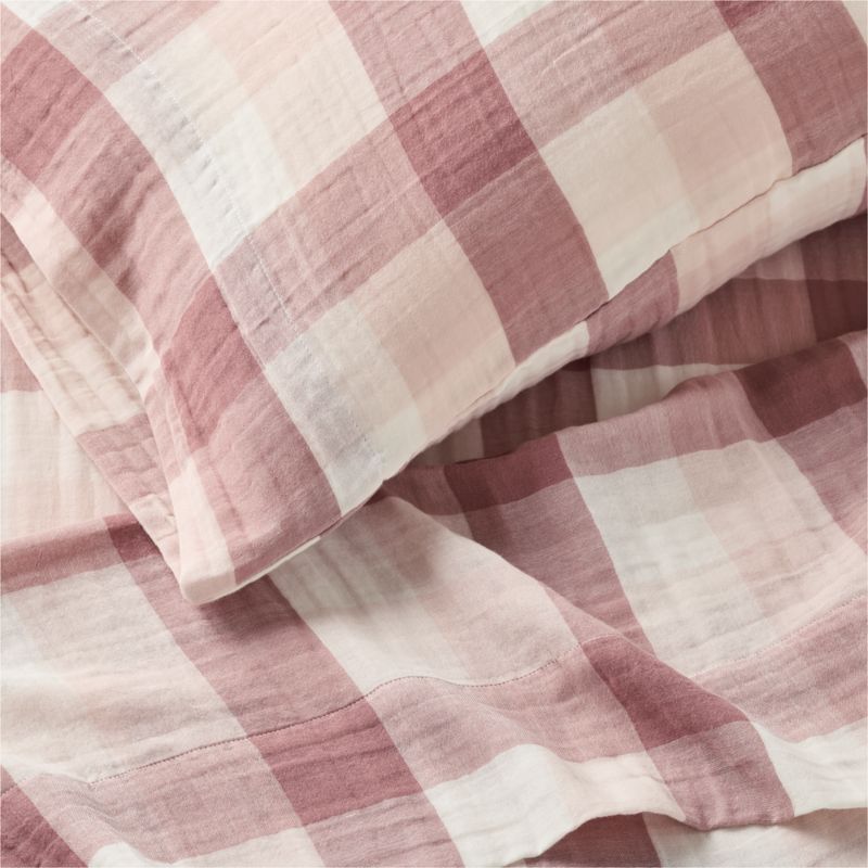 Supersoft Gingham Lilac Rose 100% Organic Cotton Gauze Kids Full Sheet Set - image 3 of 7