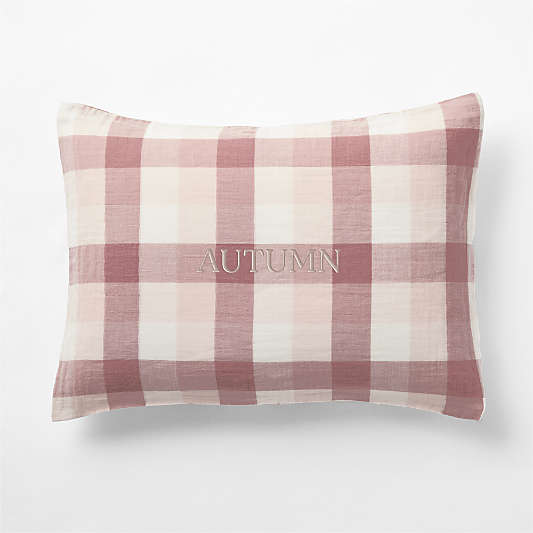 Supersoft Gingham Lilac Rose Organic Cotton Gauze Kids Pillow Sham