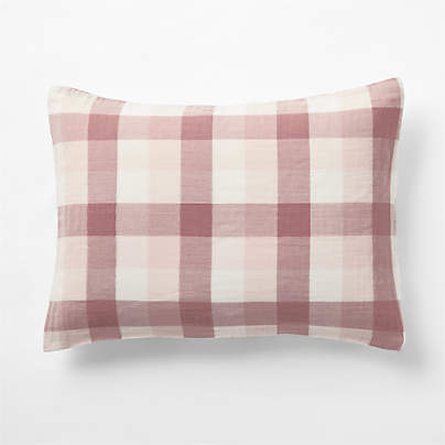 Supersoft Gingham Lilac Rose Organic Cotton Gauze Kids Pillow Sham