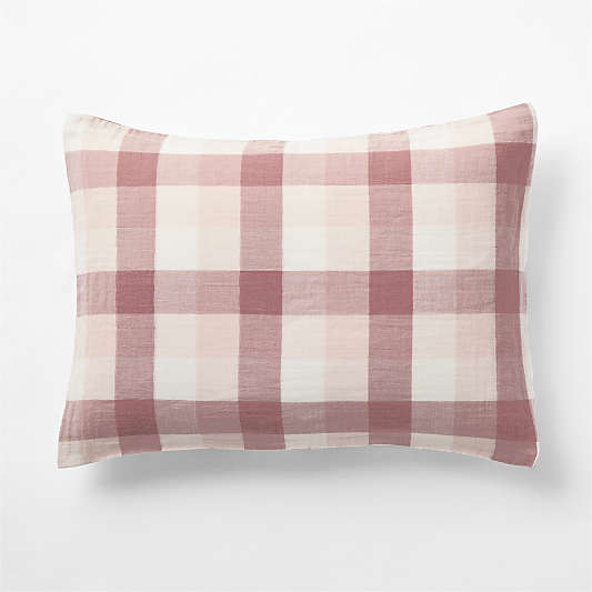 Supersoft Gingham Lilac Rose Organic Cotton Gauze Kids Pillow Sham