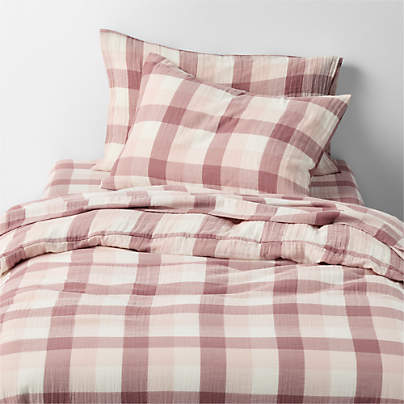 Supersoft Gingham Lilac Rose 100% Organic Cotton Gauze Kids Duvet