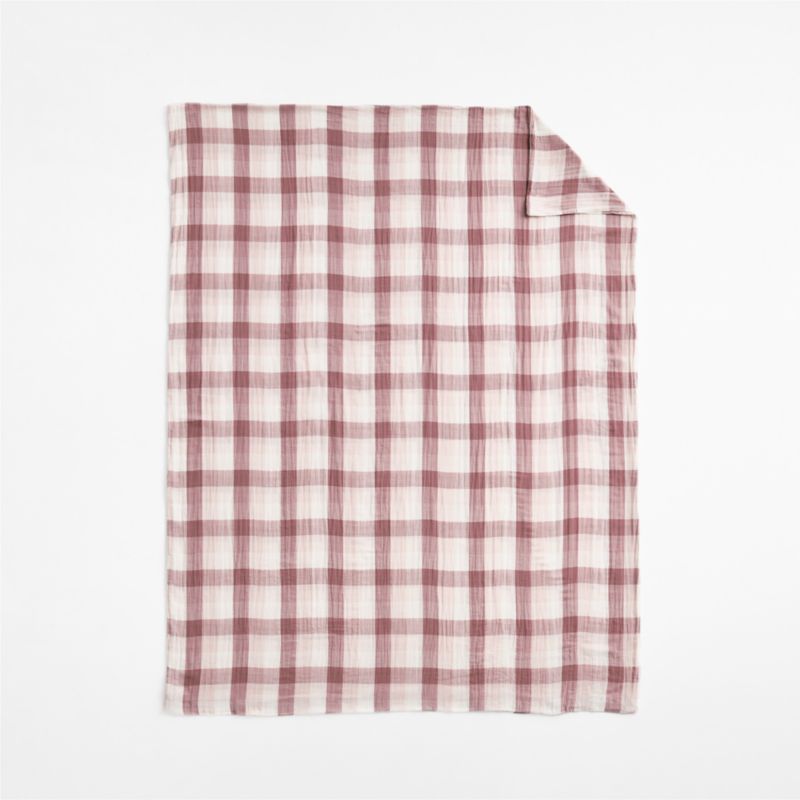Supersoft Gingham Lilac Rose 100% Organic Cotton Gauze Kids Twin Duvet - image 2 of 9