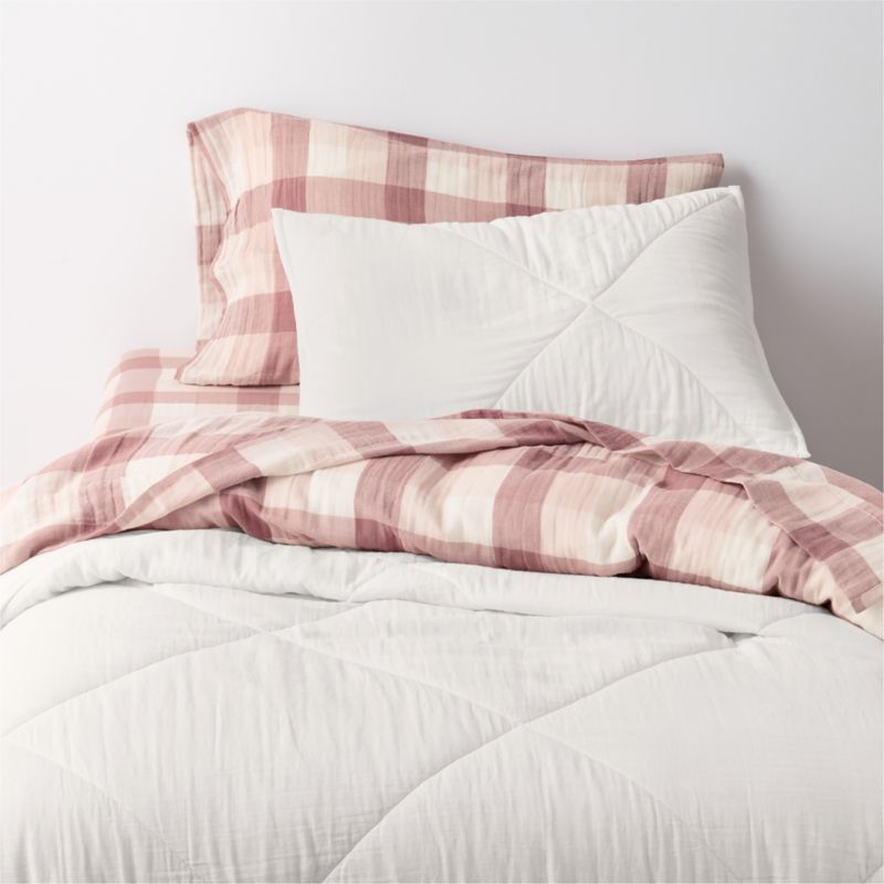 Supersoft Gingham Lilac Rose 100% Organic Cotton Gauze Kids Full Sheet Set - image 5 of 7