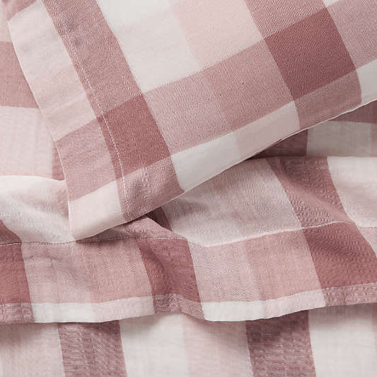 Supersoft Gingham Lilac Rose Organic Cotton Gauze Toddler Sheet Set
