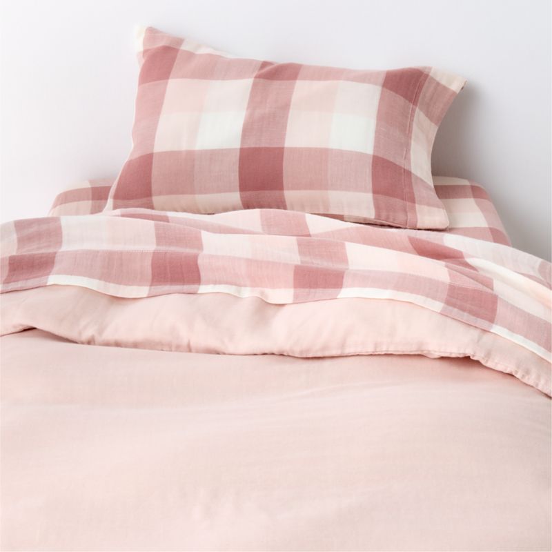 Supersoft Gingham Lilac Rose Organic Cotton Gauze Toddler Sheet Set - image 1 of 4