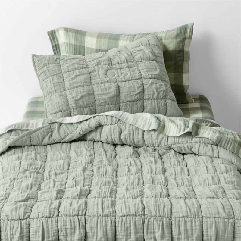 Supersoft Snuggle Puff Soft Green Organic Cotton Gauze Kids Pillow Sham - image 4 of 8