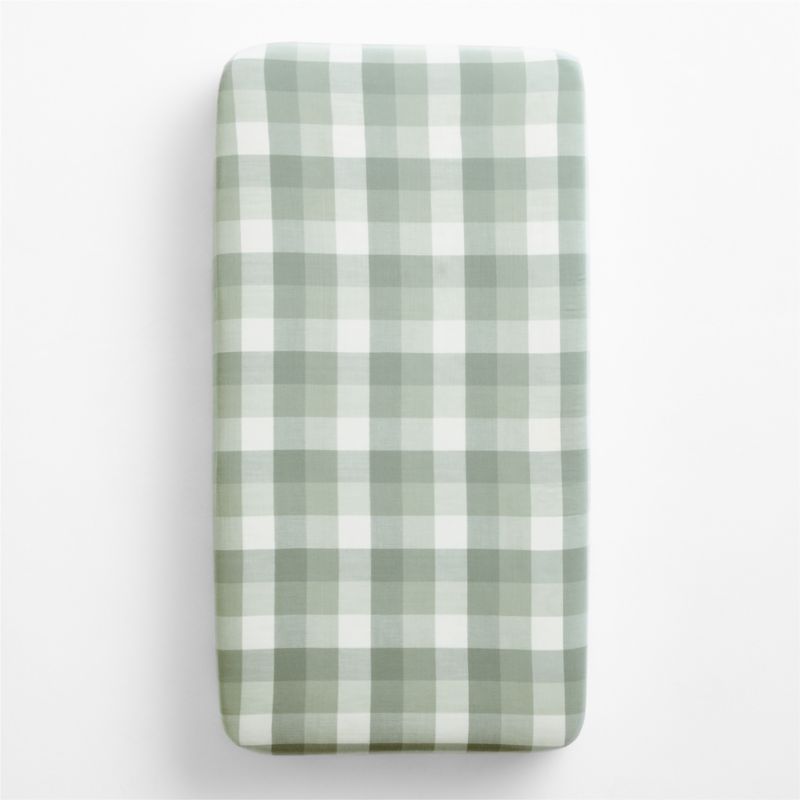 Supersoft Gingham Soft Green Organic Cotton Gauze Baby Crib Fitted Sheet - image 2 of 6