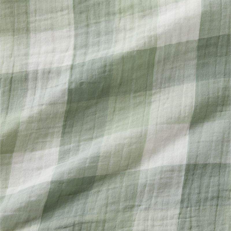 Supersoft Gingham Soft Green 100% Organic Cotton Gauze Kids Twin Duvet - image 3 of 11