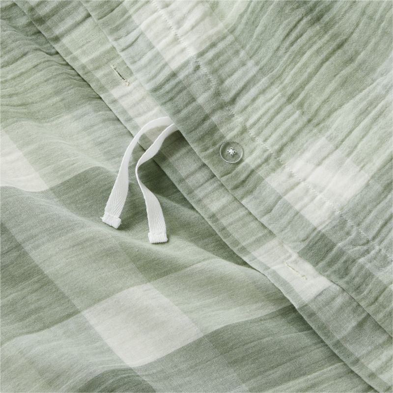 Supersoft Gingham Soft Green 100% Organic Cotton Gauze Kids Twin Duvet - image 4 of 11