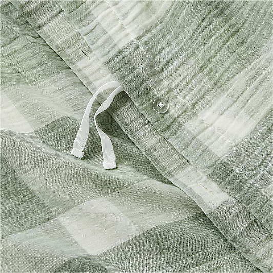 Supersoft Gingham Soft Green 100% Organic Cotton Gauze Kids Duvet