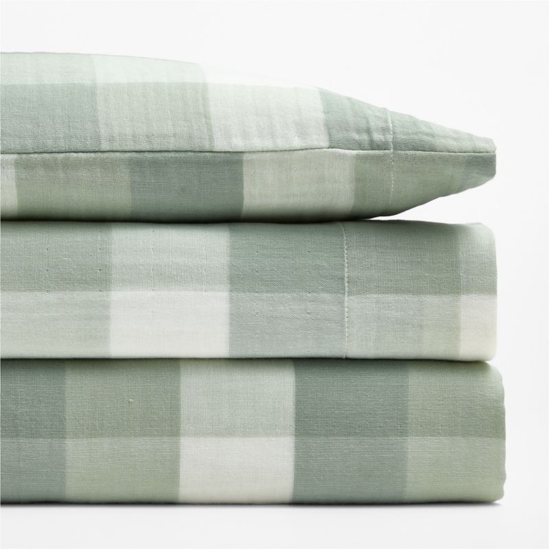 Supersoft Gingham Soft Green Organic Cotton Gauze Toddler Sheet Set - image 1 of 3