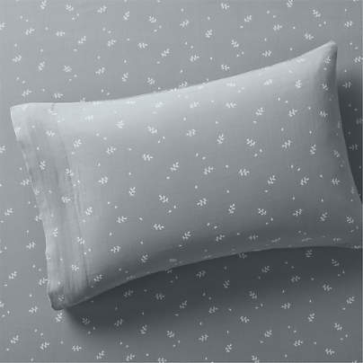 Supersoft Mist Blue Leaf Print 100% Organic Cotton Gauze Kids Pillowcase
