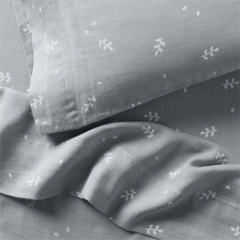 Supersoft Mist Blue Leaf Print Organic Cotton Gauze Toddler Sheet Set - image 2 of 4
