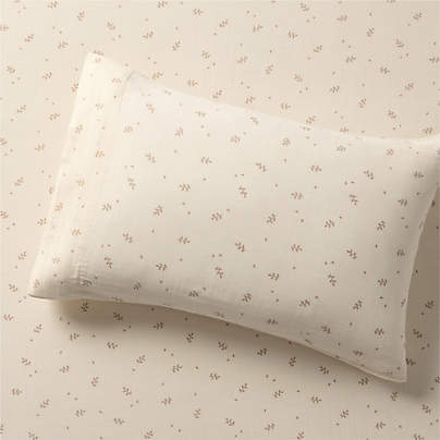Supersoft Undyed Leaf Print 100% Organic Cotton Gauze Kids Pillowcase