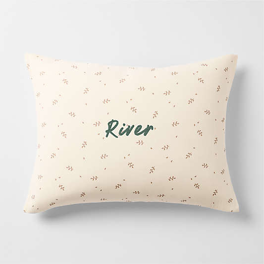 Supersoft Undyed Leaf Print Organic Cotton Gauze Kids Pillow Sham