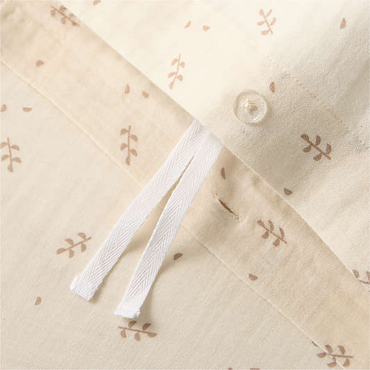 Supersoft Undyed Leaf Print Organic Cotton Gauze Kids Duvet Cover