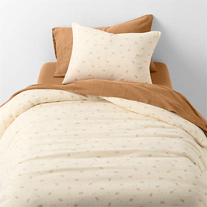 Supersoft Undyed Leaf Print Gauze Kids Twin Duvet Cover