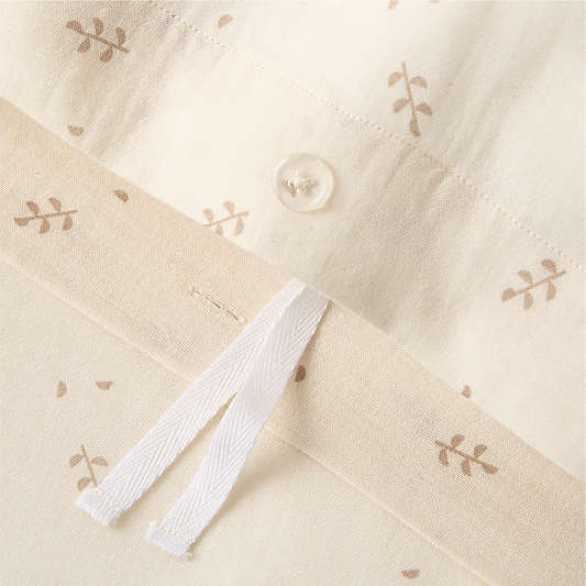 Supersoft Undyed Leaf Print 100% Organic Cotton Gauze Toddler Duvet Cover