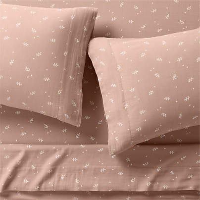 Supersoft Violet Rose Leaf Print 100% Organic Cotton Gauze Kids Queen Sheet Set