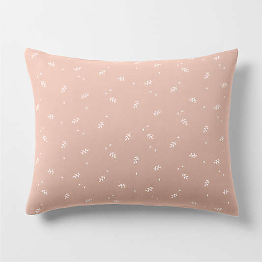 Supersoft Violet Rose Leaf Print Organic Cotton Gauze Kids Pillow Sham