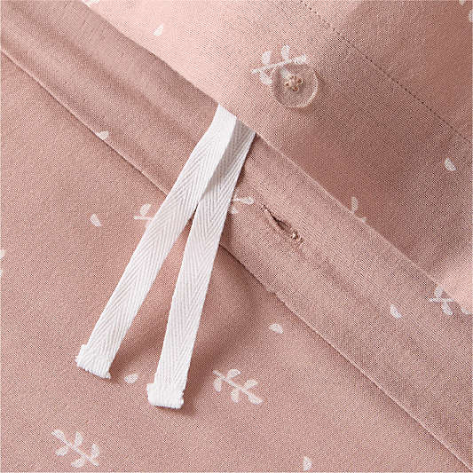 Supersoft Violet Rose Leaf Print Organic Cotton Gauze Kids Twin Duvet Cover