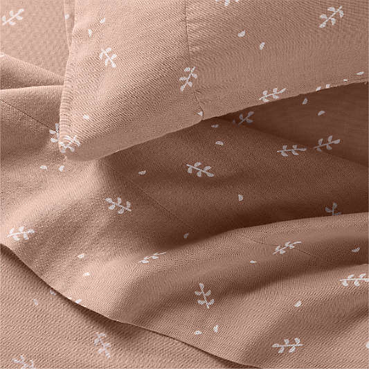 Supersoft Violet Rose Leaf Print Organic Cotton Gauze Kids Sheet Set