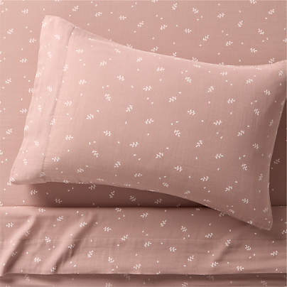 Supersoft Violet Rose Leaf Print 100% Organic Cotton Gauze Kids Twin Sheet Set