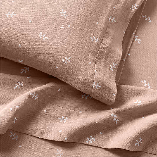 Supersoft Violet Rose Leaf Print 100% Organic Cotton Gauze Toddler Sheet Set