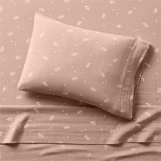 Supersoft Violet Rose Leaf Print 100% Organic Cotton Gauze Toddler Sheet Set