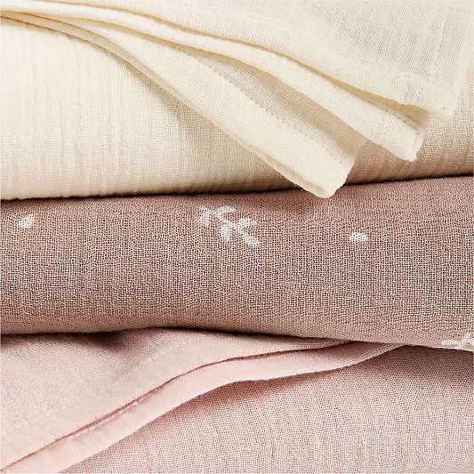 Supersoft Leaf Organic Cotton Gauze Lullaby Baby Swaddles, Set of 3