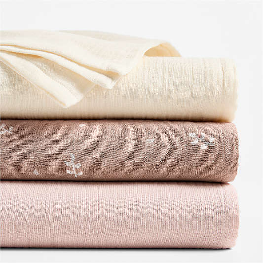 Supersoft Leaf Organic Cotton Gauze Lullaby Baby Swaddles, Set of 3