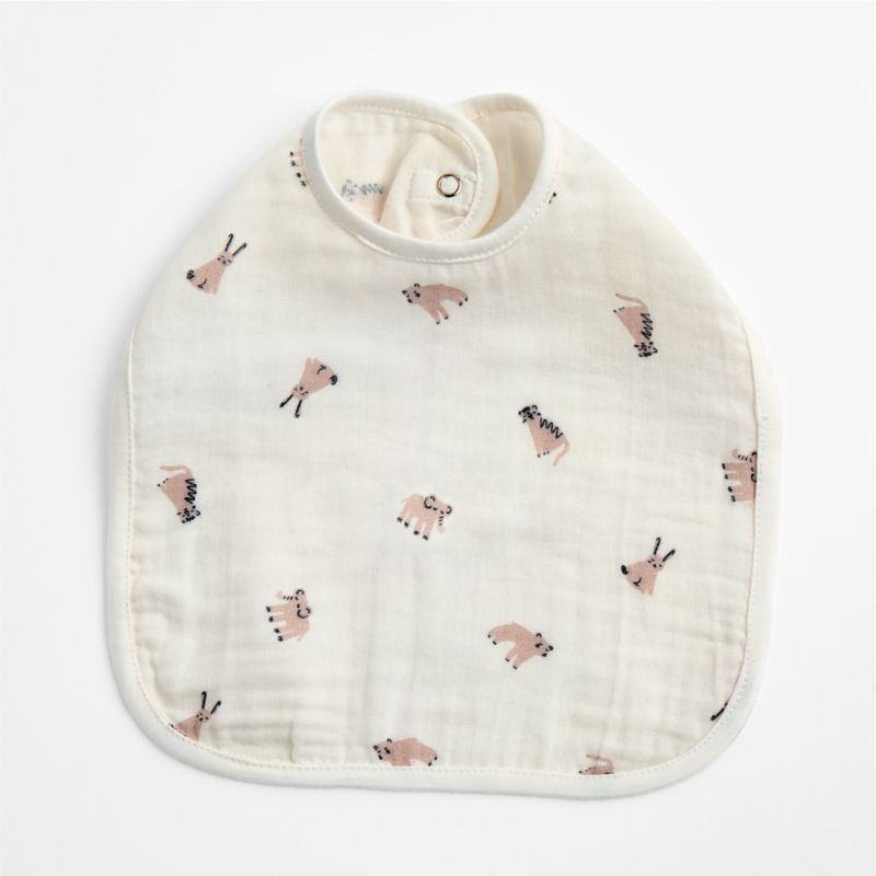 Supersoft Lilac Rose Mini Animal Organic Cotton Gauze Baby Bib, Set of 3 - image 2 of 3