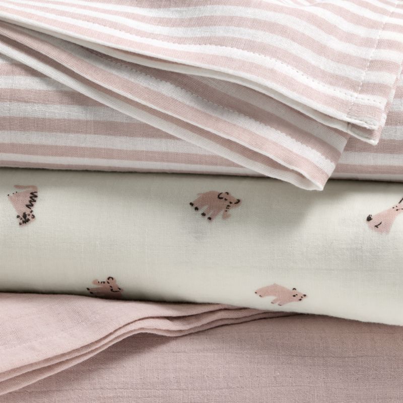 Supersoft Lilac Rose Mini Animal Organic Cotton Gauze Baby Swaddle Blankets, Set of 3 - image 3 of 4