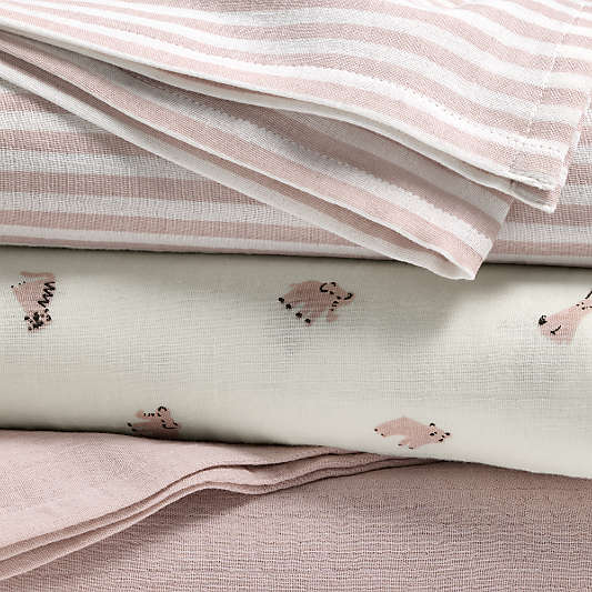 Supersoft Lilac Rose Mini Animal Organic Cotton Gauze Baby Swaddle Blankets, Set of 3